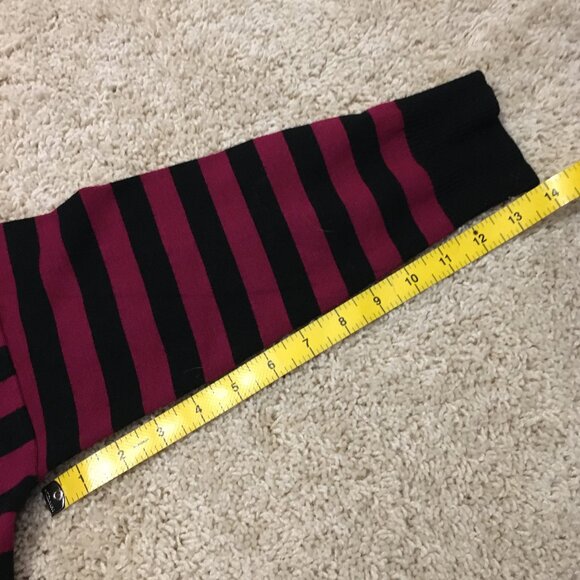 Cable & Gauge Bilayer Knit Malbec and Black Striped Top - Picture 16 of 16